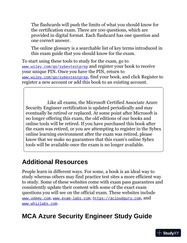 MCA Microsoft Certified Associate Azure Security Engineer Study Guide: Exam AZ-500 (2022) - Page 22 preview image