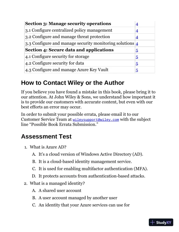 MCA Microsoft Certified Associate Azure Security Engineer Study Guide: Exam AZ-500 (2022) - Page 24 preview image