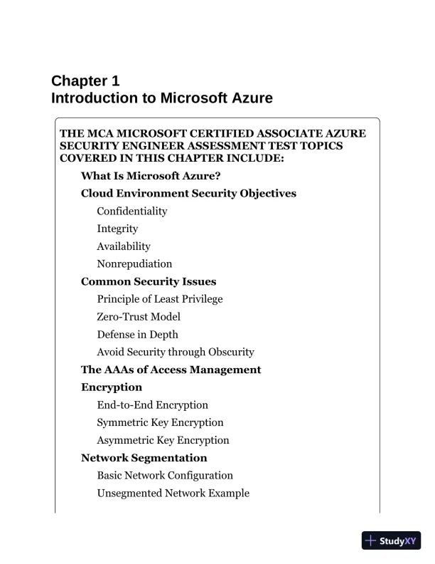 MCA Microsoft Certified Associate Azure Security Engineer Study Guide: Exam AZ-500 (2022) - Page 31 preview image