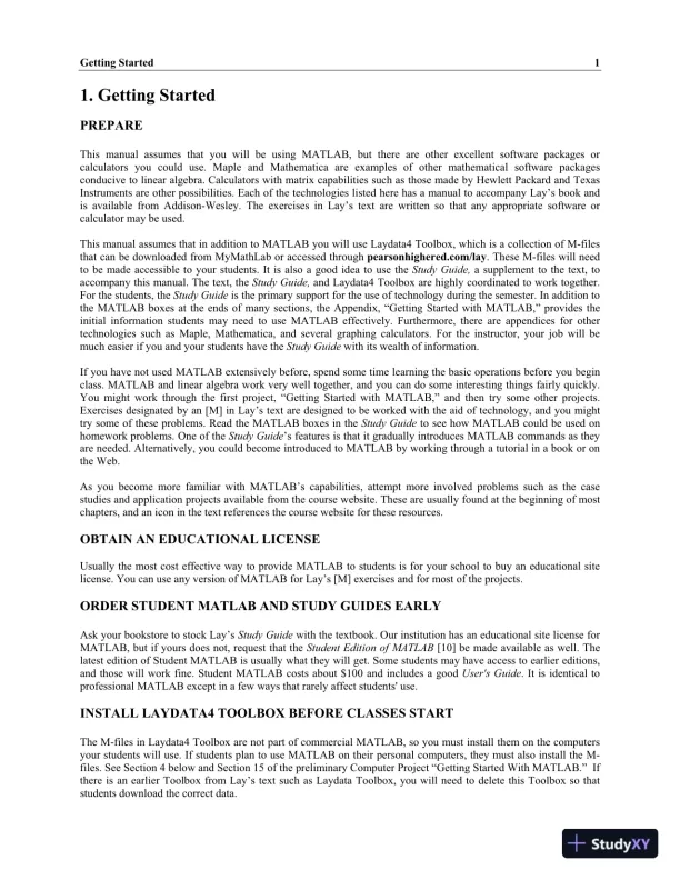 Solution Manual For Linear Algebra Plus Mymathlab Getting Started Kit For Linear Algebra And Its Applications, 4th Edition - Page 4 preview image