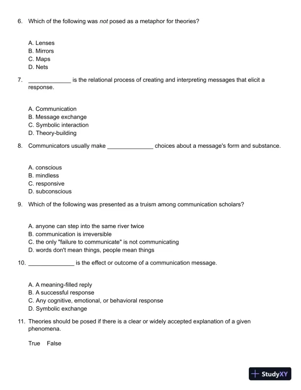 A First Look at Communication Theory (Conversations with Communication Theorists) 9th Edition Test Bank - Page 3 preview image