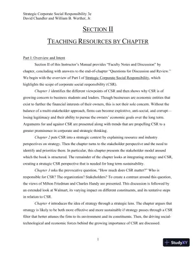 Strategic Corporate Social Responsibility: Stakeholders, Globalization, and Sustainable Value Creation Third Edition Solution Manual - Page 1 preview image