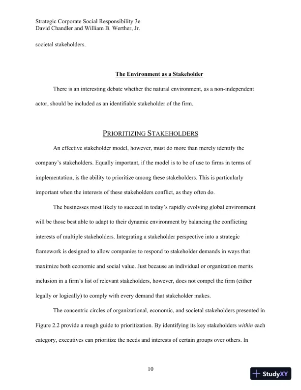 Strategic Corporate Social Responsibility: Stakeholders, Globalization, and Sustainable Value Creation Third Edition Solution Manual - Page 20 preview image