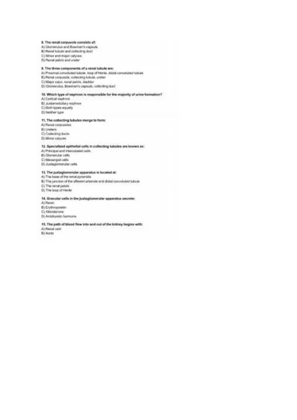 Practice Test Anatomy and Physiology – The Urinary - Page 2 preview image