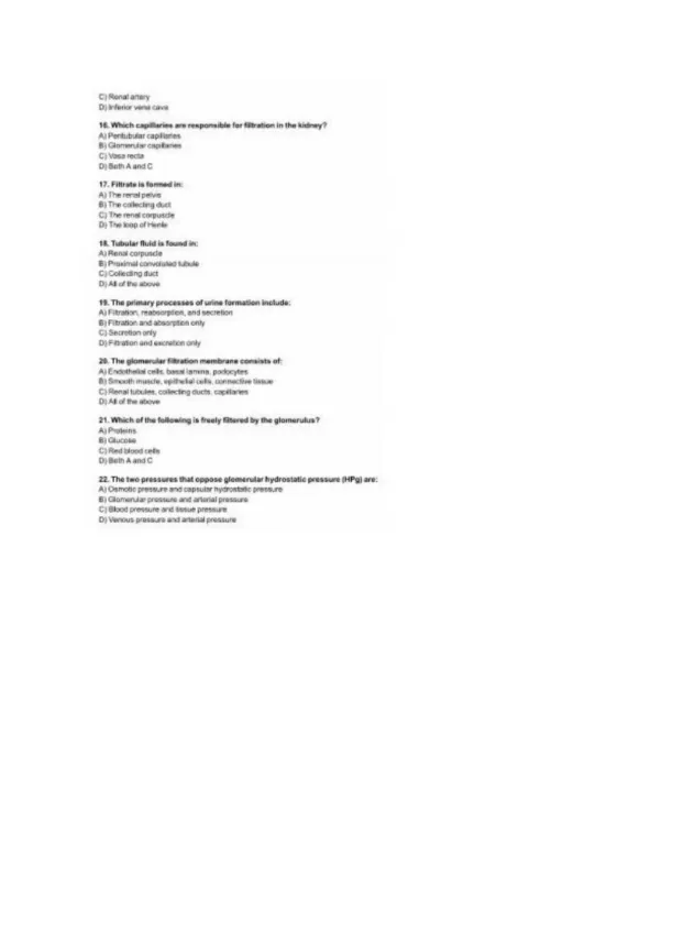 Practice Test Anatomy and Physiology – The Urinary - Page 3 preview image