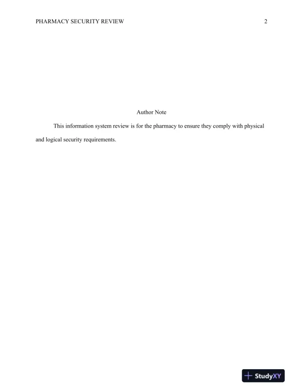CIS333 Pharmacy Information Systems Security Review - Page 3 preview image