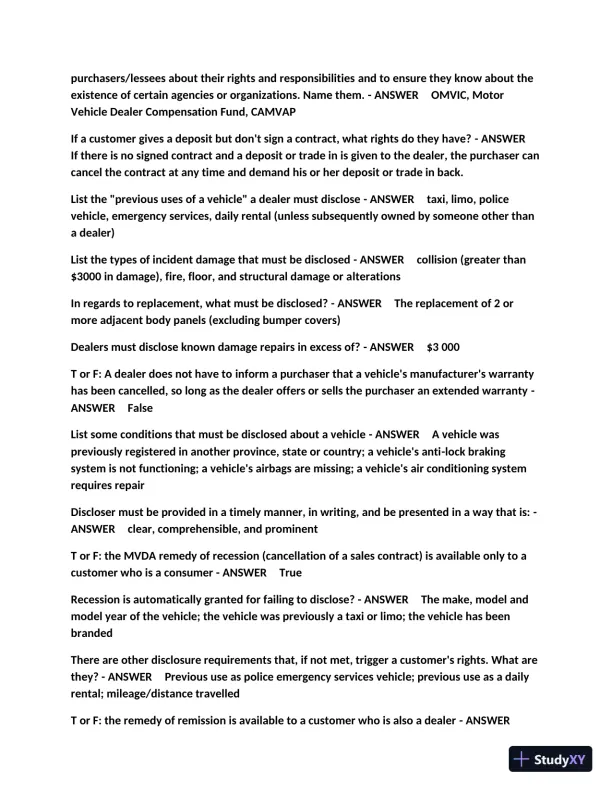 2023 OMVIC Final Exam with Answers (111 Solved Questions) - Page 4 preview image