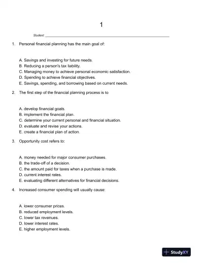 Personal Finance 6th Canadian Edition Test Bank - Page 1 preview image
