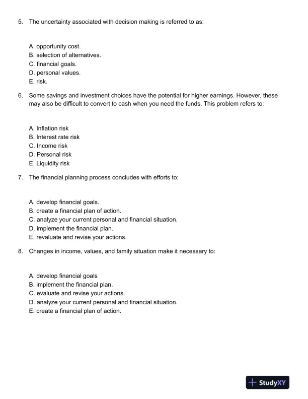 Personal Finance 6th Canadian Edition Test Bank - Page 3 preview image