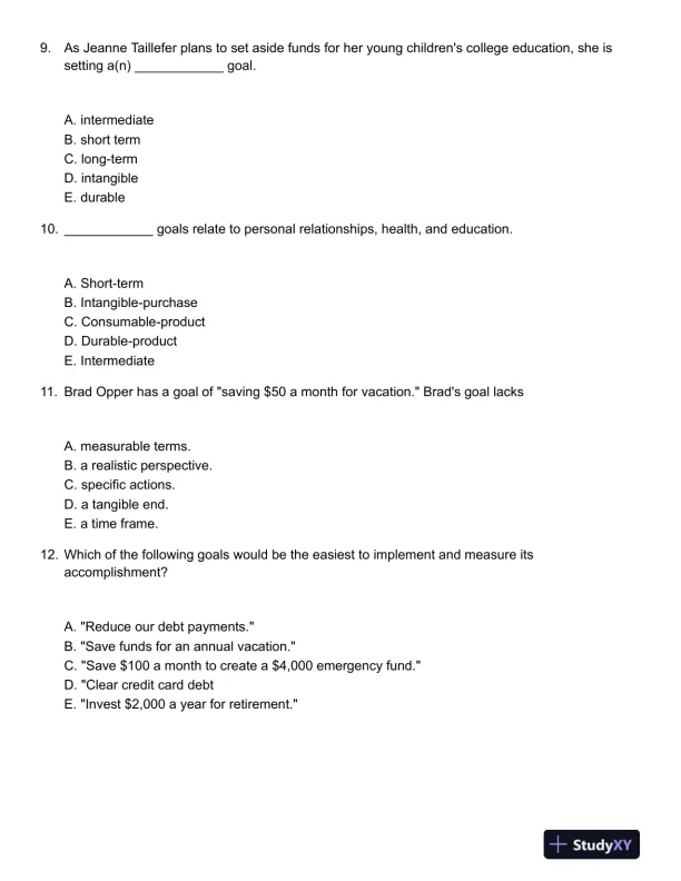Personal Finance 6th Canadian Edition Test Bank - Page 4 preview image