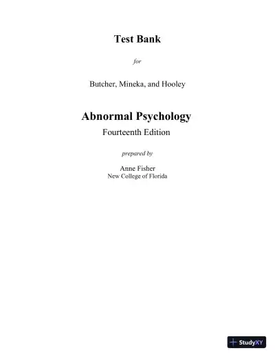 Test Bank For Abnormal Psychology, 14th Edition - Page 1 preview image