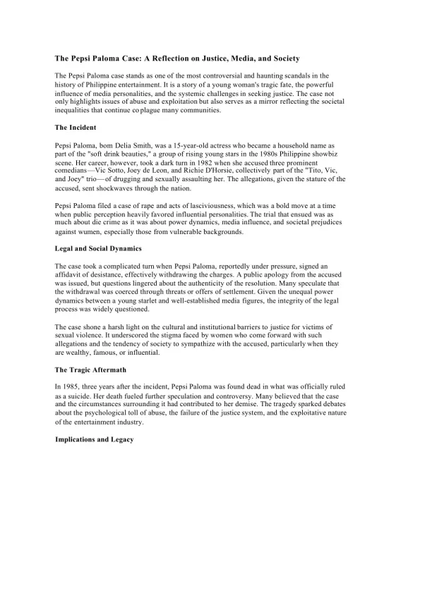 The Pepsi Paloma Case - Page 1 preview image