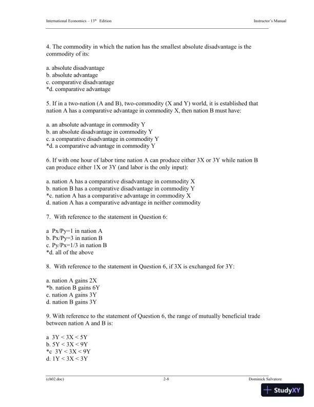 Solution Manual for International Economics, 13th Edition - Page 23 preview image