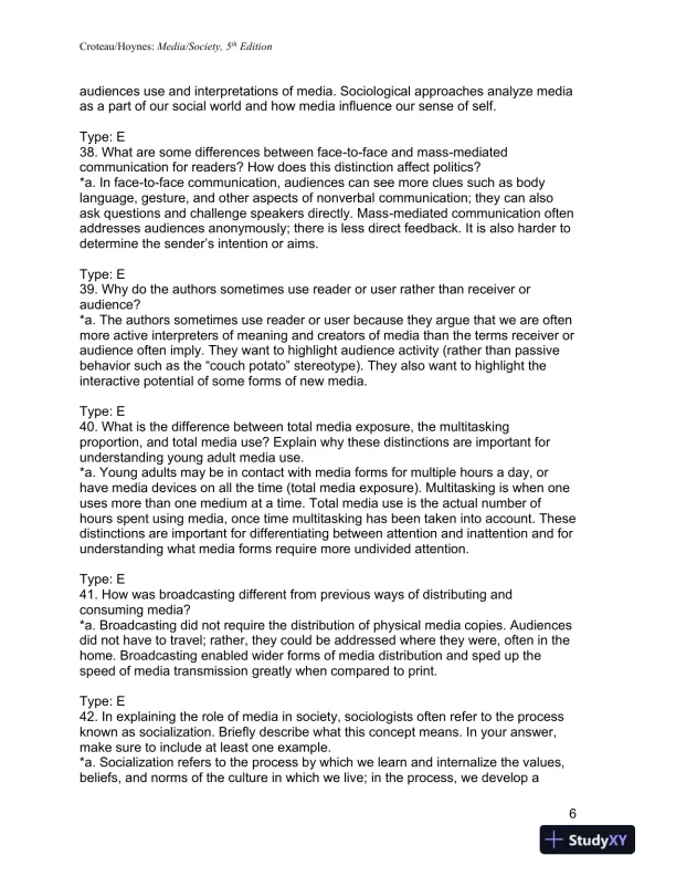 Media/Society: Industries, Images, and Audiences Fifth Edition Test Bank - Page 7 preview image