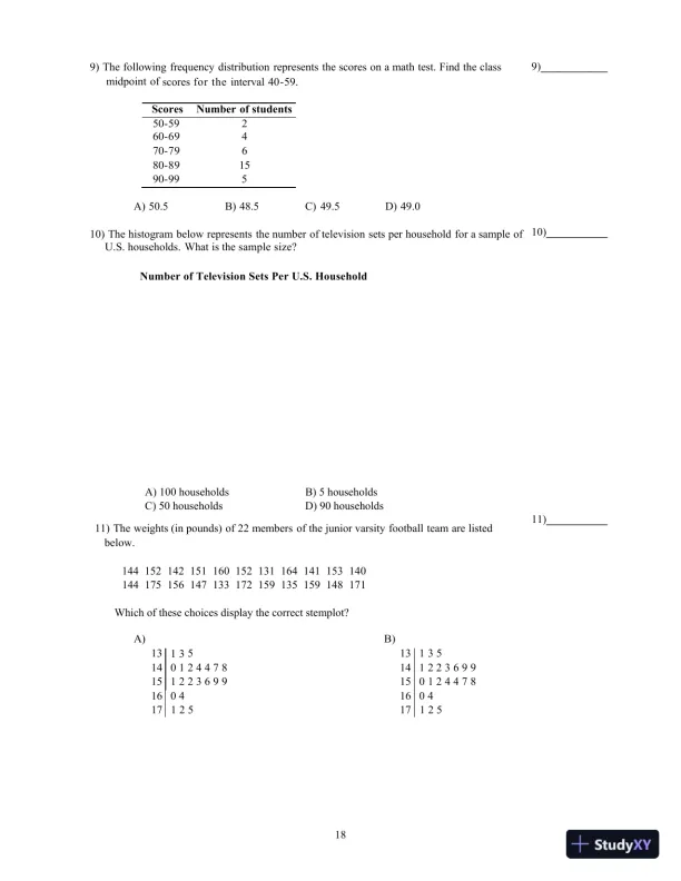 Elementary Statistics, 13th Edition Test Bank - Page 22 preview image