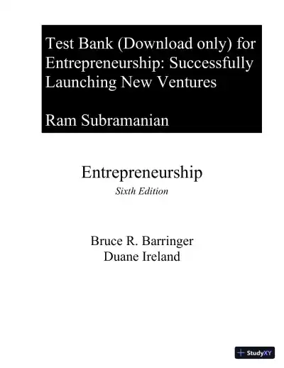 Test Bank for Entrepreneurship: Successfully Launching New Ventures, 6th Edition - Page 1 preview image