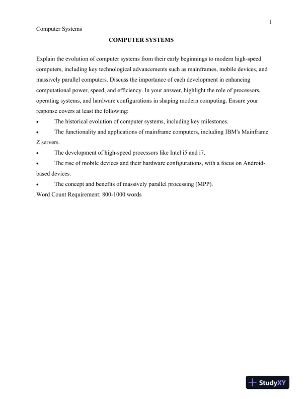 The Evolution of Computer Systems: From Early Beginnings to Modern High-Speed Technology - Page 1 preview image