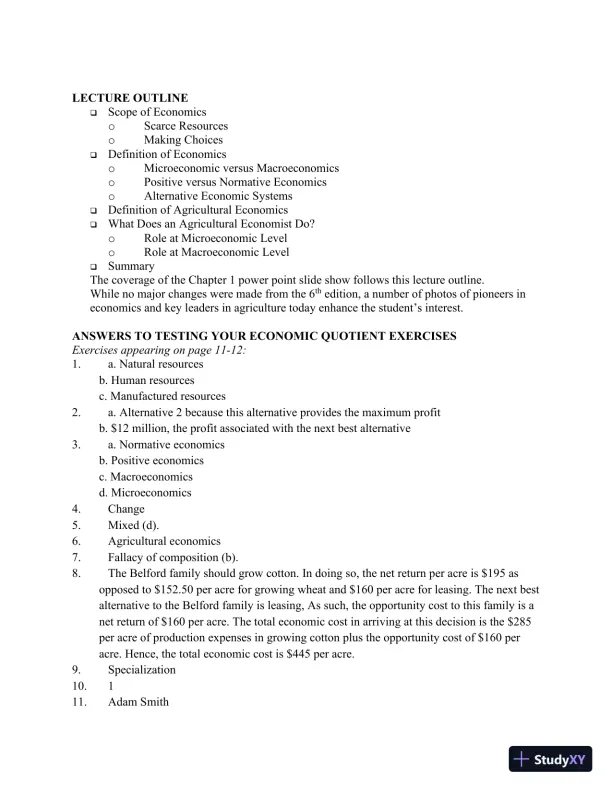 Solution Manual for Introduction to Agricultural Economics, 7th Edition - Page 7 preview image