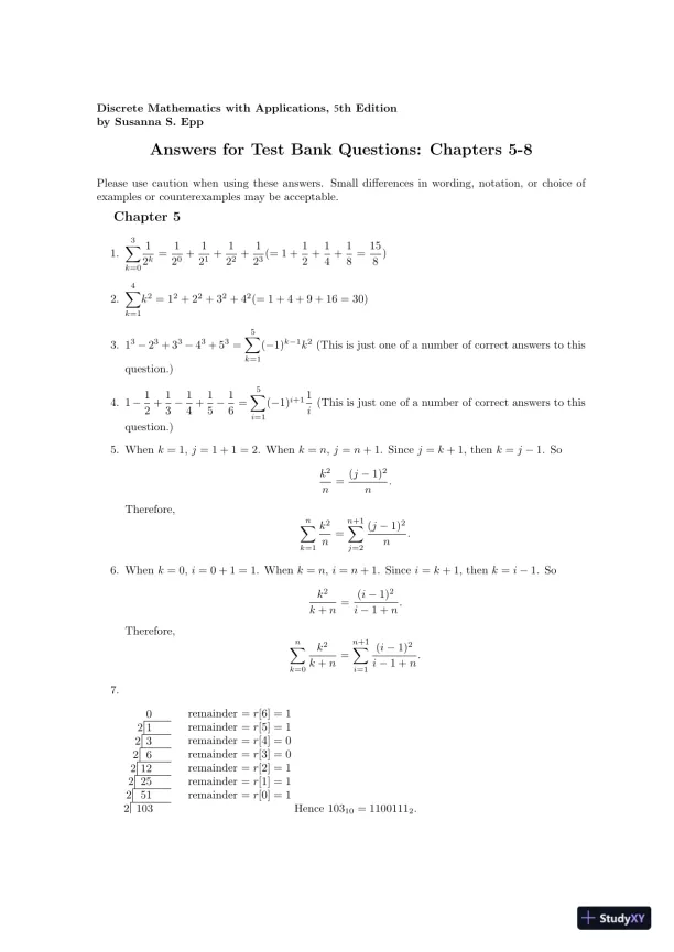 Test Bank For Discrete Mathematics With Applications, 5th Edition - Page 16 preview image
