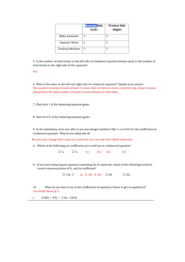 Balancing Chemical Equations Phet Key - Page 2 preview image