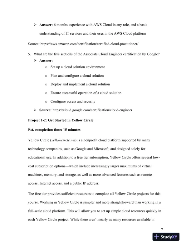 Solution Manual for CompTIA Cloud+ Guide to Cloud Computing: Networking, 1st Edition - Page 8 preview image