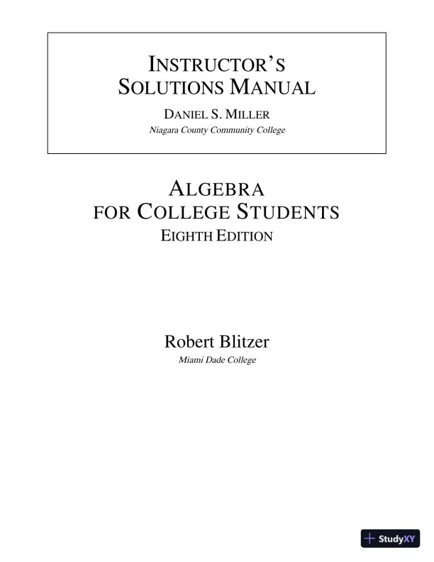 Solution Manual for Algebra for College Students, 8th Edition - Page 1 preview image