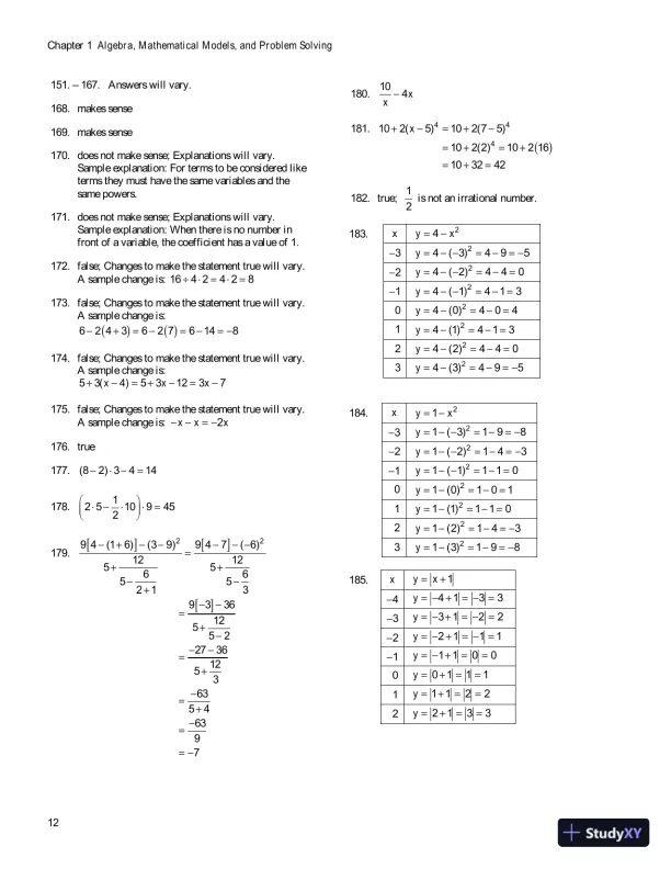 Solution Manual for Algebra for College Students, 8th Edition - Page 15 preview image