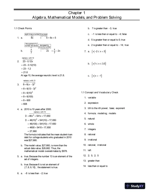 Solution Manual for Algebra for College Students, 8th Edition - Page 4 preview image