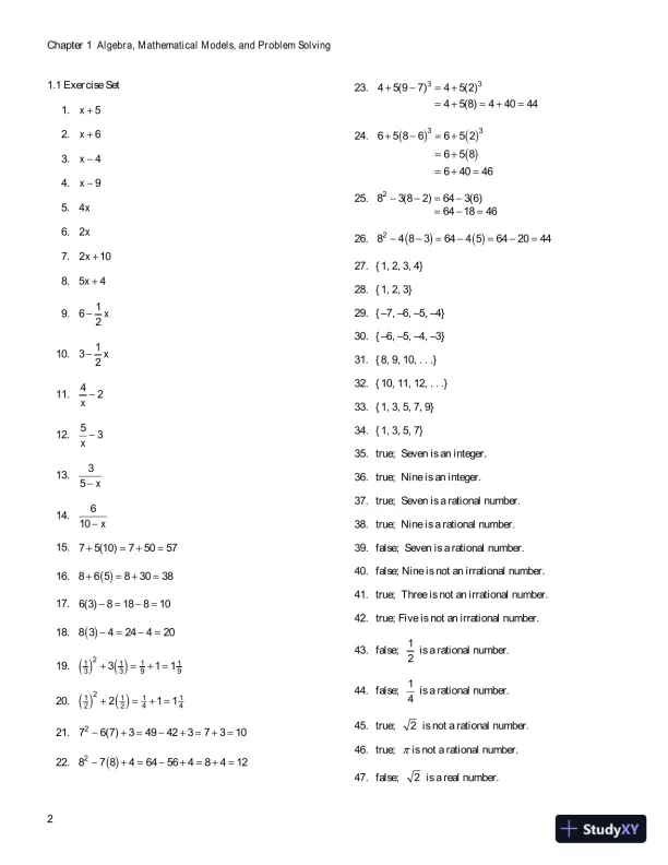 Solution Manual for Algebra for College Students, 8th Edition - Page 5 preview image