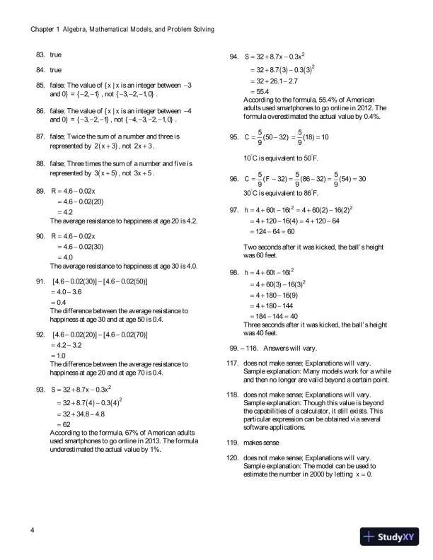 Solution Manual for Algebra for College Students, 8th Edition - Page 7 preview image