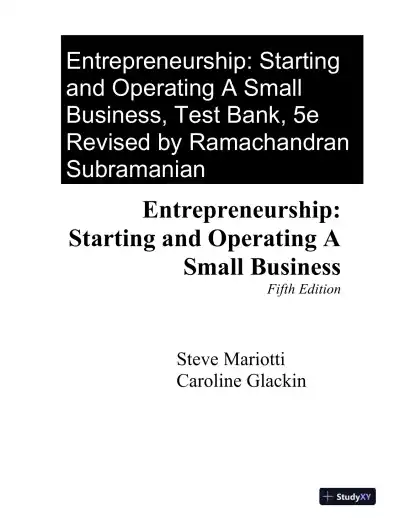 Test Bank for Entrepreneurship: Starting and Operating A Small Business, 5th Edition - Page 1 preview image