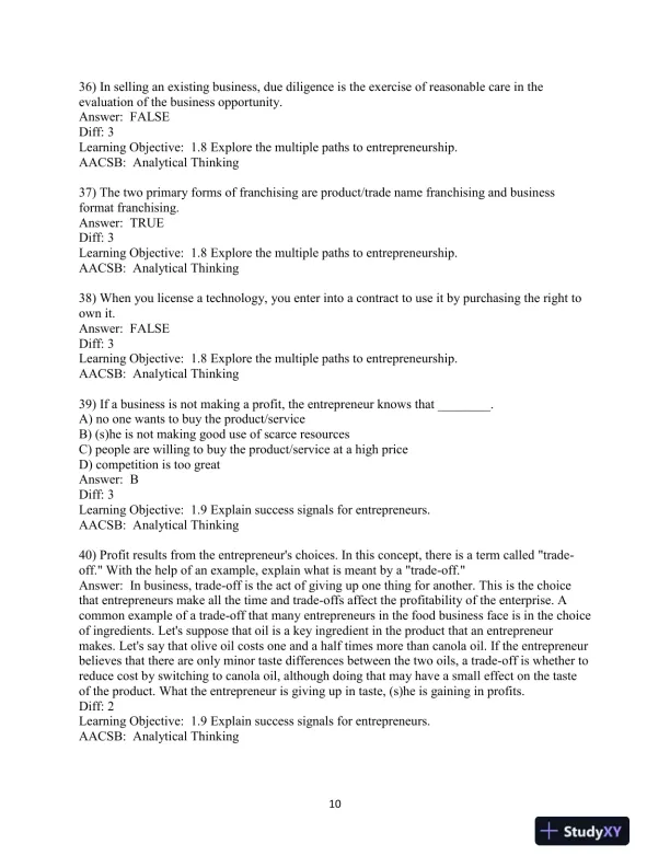 Test Bank for Entrepreneurship: Starting and Operating A Small Business, 5th Edition - Page 12 preview image