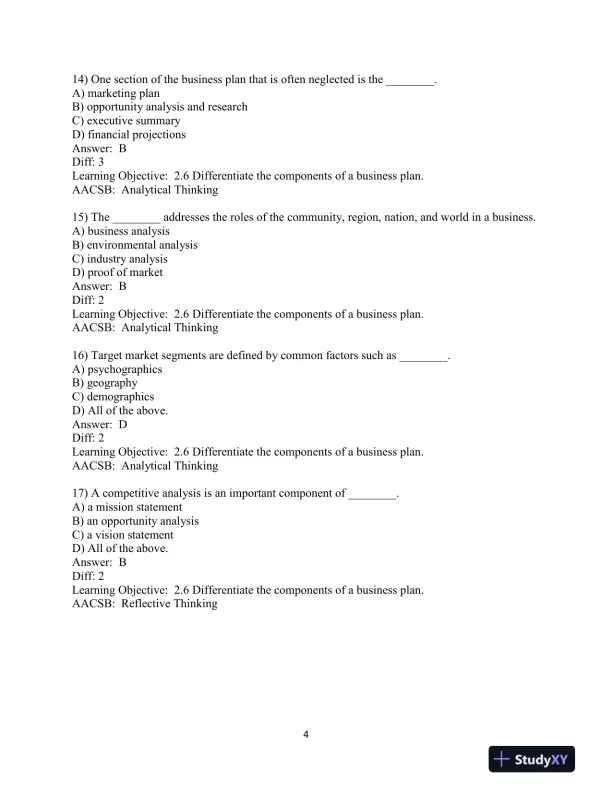 Test Bank for Entrepreneurship: Starting and Operating A Small Business, 5th Edition - Page 16 preview image