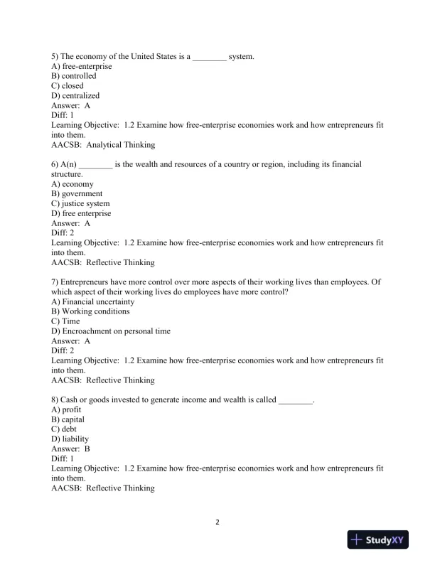 Test Bank for Entrepreneurship: Starting and Operating A Small Business, 5th Edition - Page 4 preview image