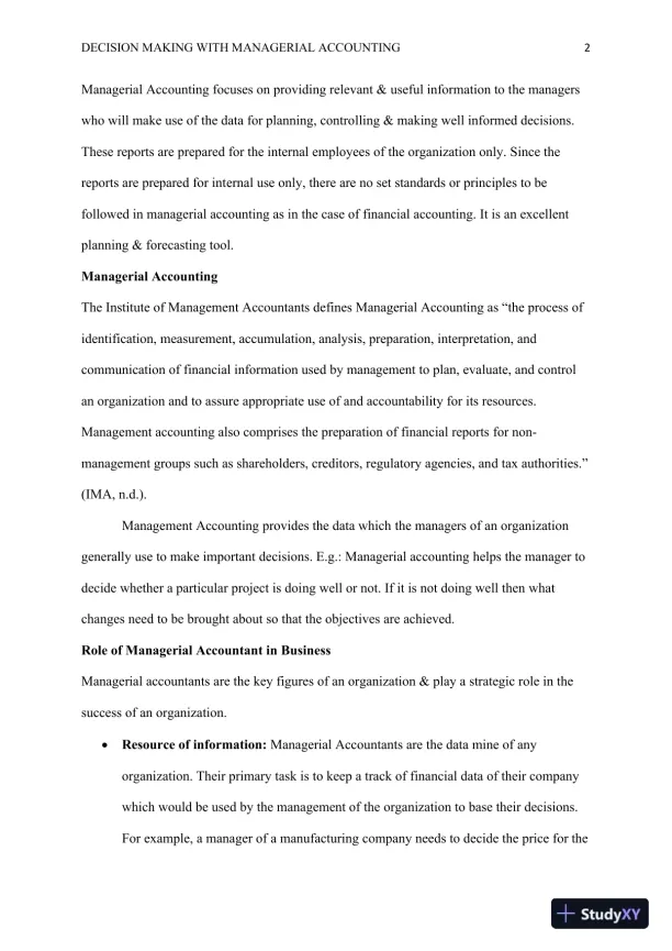 Decision Making with Managerial Accounting - Page 3 preview image