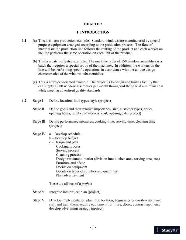 Solution Manual for Project Management: Processes, Methodologies, and Economics, 3rd Edition - Page 1 preview image
