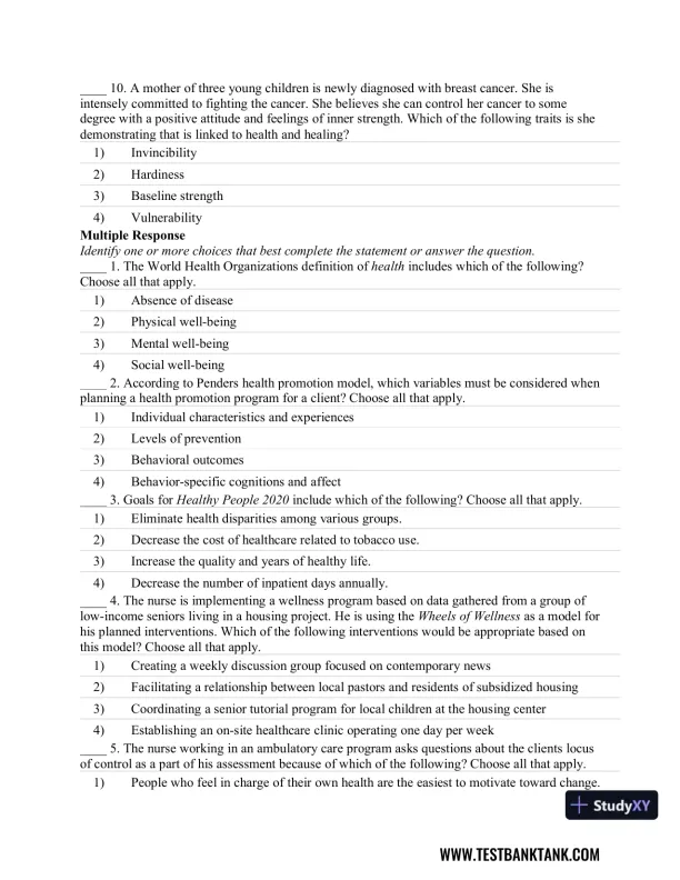 CURRENT Medical Diagnosis and Treatment 2019 58th Edition Test Bank - Page 12 preview image