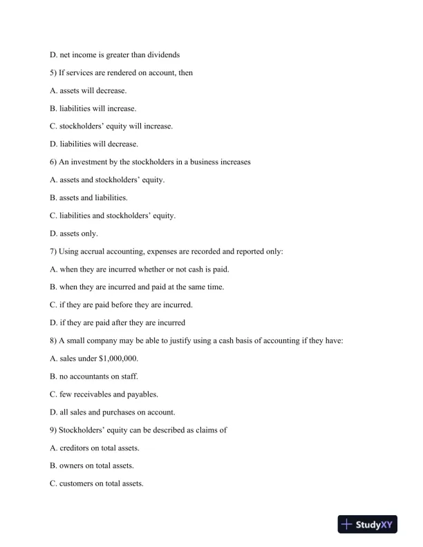 ACC 300 Week 5 Final Exam Study Guide: Key Accounting Concepts and Principles - Page 3 preview image