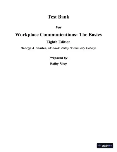 Test Bank for Workplace Communications: The Basics, 8th Edition - Page 1 preview image