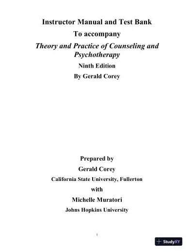 Test Bank For Theory And Practice Of Counseling And Psychotherapy, 9th Edition - Page 1 preview image