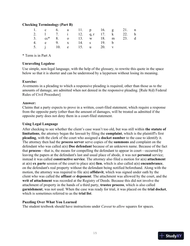 Class Notes For Legal Terminology, 6th Edition - Page 15 preview image