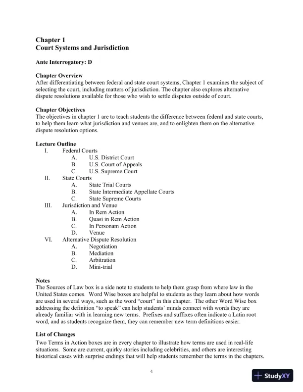 Class Notes For Legal Terminology, 6th Edition - Page 4 preview image