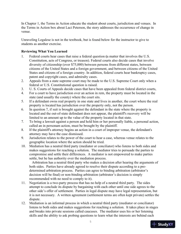 Class Notes For Legal Terminology, 6th Edition - Page 5 preview image