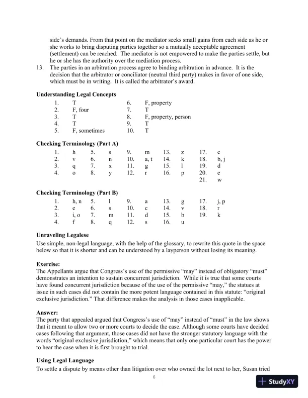 Class Notes For Legal Terminology, 6th Edition - Page 6 preview image