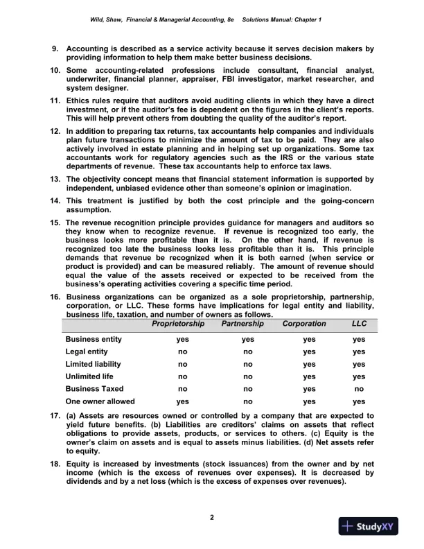 Solution Manual for Financial and Managerial Accounting, 8th Edition - Page 3 preview image
