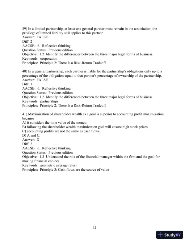 Financial Management: Principles and Applications 13th Edition Test Bank - Page 13 preview image