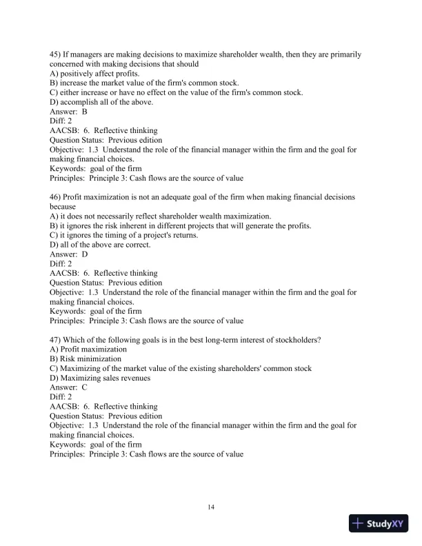 Financial Management: Principles and Applications 13th Edition Test Bank - Page 15 preview image