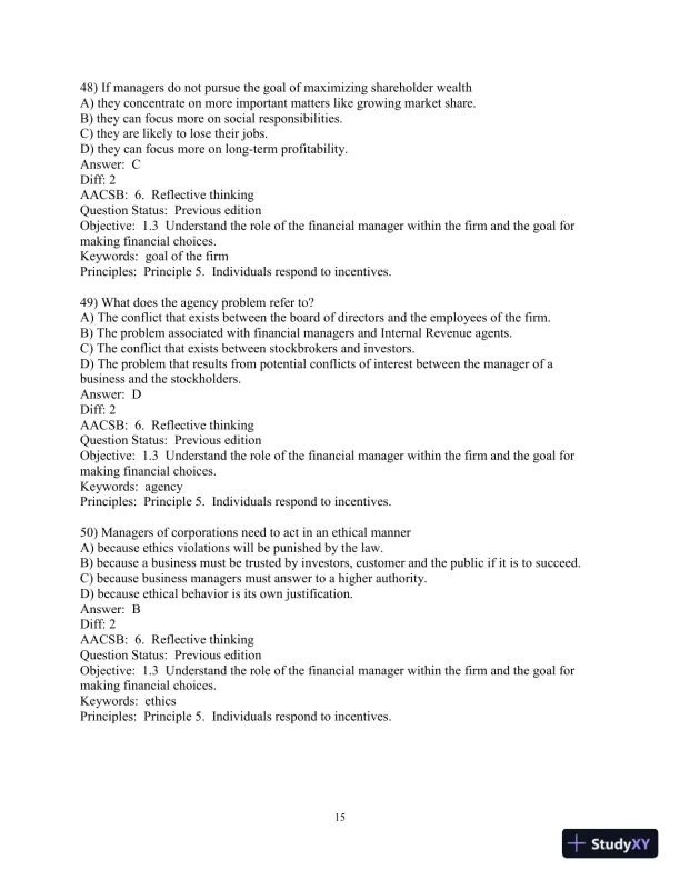 Financial Management: Principles and Applications 13th Edition Test Bank - Page 16 preview image