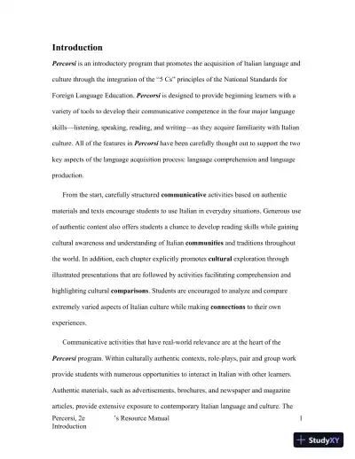 Percorsi: L'italia Attraverso La Lingua E La Cultura, 2nd Edition Solution Manual - Page 1 preview image