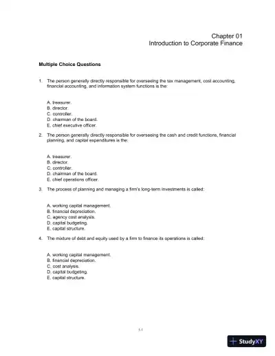 Corporate Finance, 10th Edition Test Bank - Page 1 preview image